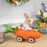 Northlight 13" Girl Bunny With Carrot Car Easter Tabletop Decor