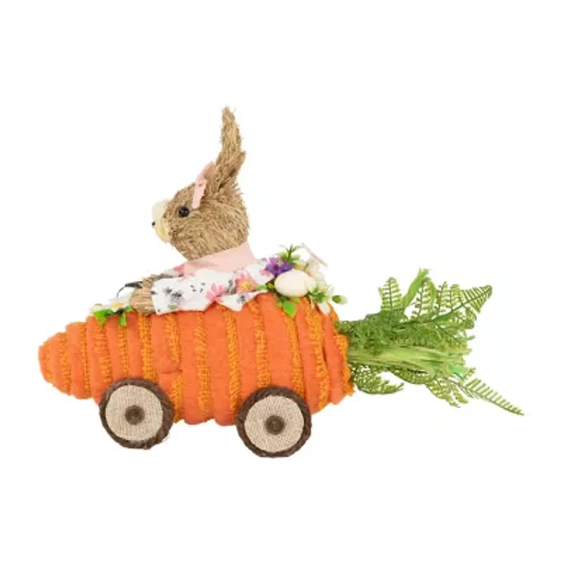 Northlight 13" Girl Bunny With Carrot Car Easter Tabletop Decor