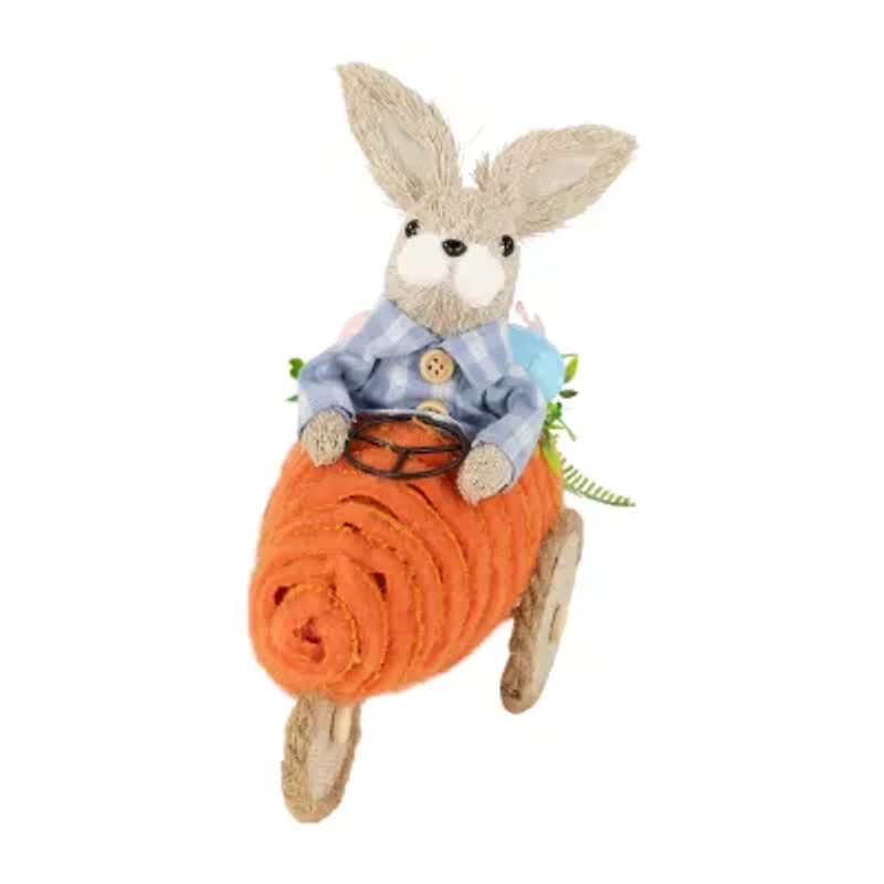 Northlight 13" Boy Bunny With Carrot Car Easter Tabletop Decor