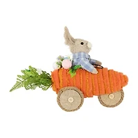 Northlight 13" Boy Bunny With Carrot Car Easter Tabletop Decor