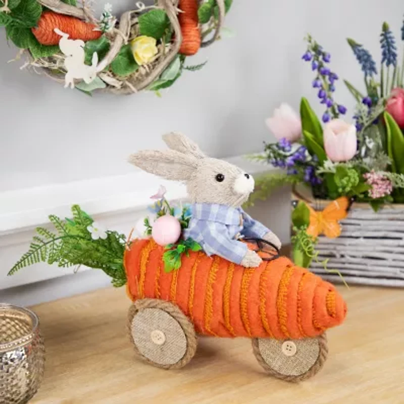 Northlight 13" Boy Bunny With Carrot Car Easter Tabletop Decor