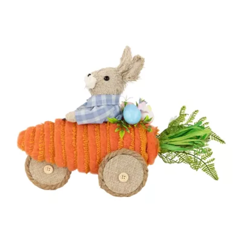 Northlight 13" Boy Bunny With Carrot Car Easter Tabletop Decor
