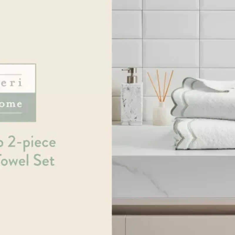 Peri Home Scallop 2-pc. Bordered Bath Towel