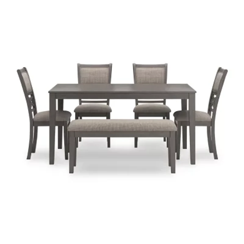 Signature Design by Ashley Wright Dining Table and 4 Chairs and Bench