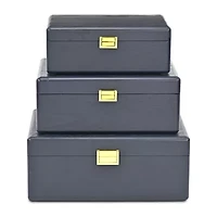 Cheungs Navy Blue Suitcase Boxes With Gold Handles Jewelry Organizer