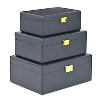 Cheungs Navy Blue Suitcase Boxes With Gold Handles Jewelry Organizer