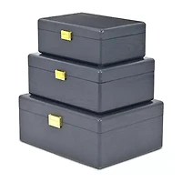 Cheungs Navy Blue Suitcase Boxes With Gold Handles Jewelry Organizer