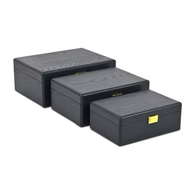 Cheungs Navy Blue Suitcase Boxes With Gold Handles Jewelry Organizer