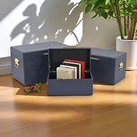 Cheungs Navy Blue Trunks With Gold Handles Jewelry Organizer