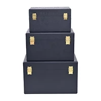 Cheungs Navy Blue Trunks With Gold Handles Jewelry Organizer