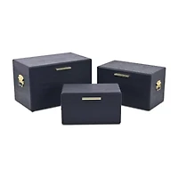 Cheungs Navy Blue Trunks With Gold Handles Jewelry Organizer