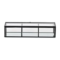 Cheungs Mirrored Glass Box With Three Compartments Jewelry Organizer