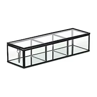 Cheungs Mirrored Glass Box With Three Compartments Jewelry Organizer