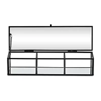 Cheungs Mirrored Glass Box With Three Compartments Jewelry Organizer