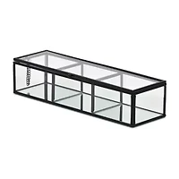 Cheungs Mirrored Glass Box With Three Compartments Jewelry Organizer