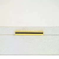 Cheungs White Seascale Pattern Iridescent Box Set With Gold Hardware White Jewelry Organizer