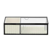 Cheungs Glass Box With Two Padded Compartments Jewelry Organizer