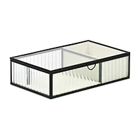 Cheungs Glass Box With Two Padded Compartments Jewelry Organizer