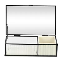 Cheungs Glass Box With Two Padded Compartments Jewelry Organizer