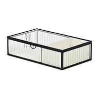 Cheungs Glass Box With Two Padded Compartments Jewelry Organizer