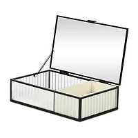 Cheungs Glass Box With Two Padded Compartments Jewelry Organizer