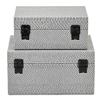 Cheungs Gray Snakeskin Themed Vinyl Box Set With Black Handles Jewelry Organizer