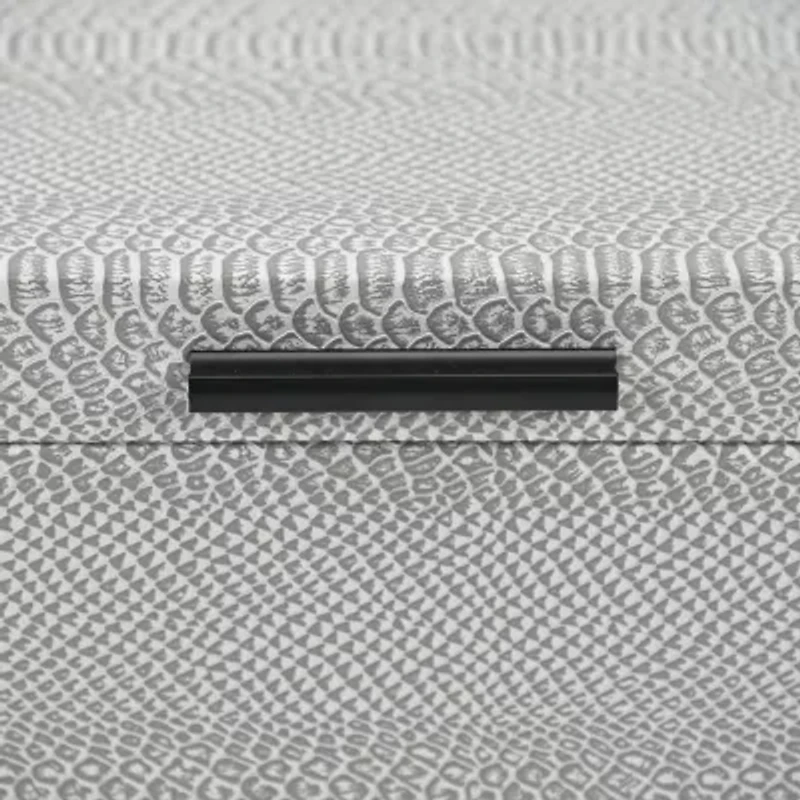 Cheungs Gray Snakeskin Themed Vinyl Box Set With Black Handles Jewelry Organizer
