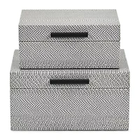 Cheungs Gray Snakeskin Themed Vinyl Box Set With Black Handles Jewelry Organizer