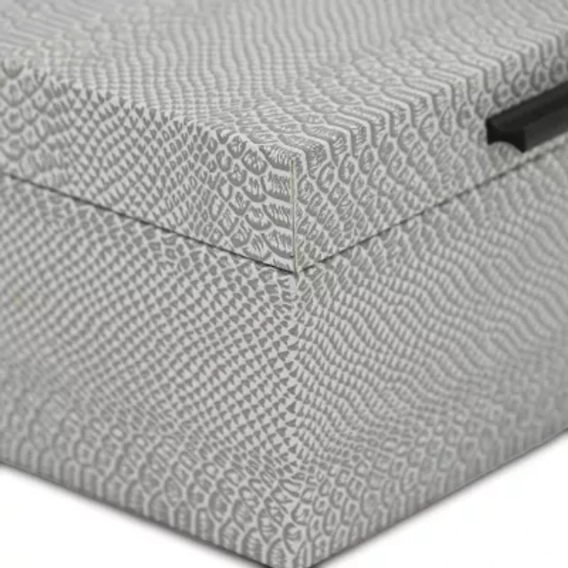 Cheungs Gray Snakeskin Themed Vinyl Box Set With Black Handles Jewelry Organizer