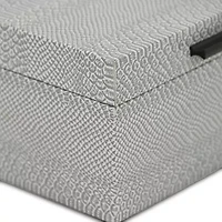 Cheungs Gray Snakeskin Themed Vinyl Box Set With Black Handles Jewelry Organizer