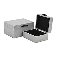 Cheungs Gray Snakeskin Themed Vinyl Box Set With Black Handles Jewelry Organizer