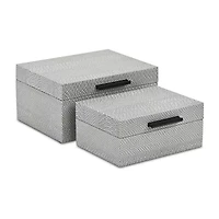 Cheungs Gray Snakeskin Themed Vinyl Box Set With Black Handles Jewelry Organizer