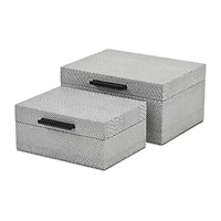 Cheungs Gray Snakeskin Themed Vinyl Box Set With Black Handles Jewelry Organizer
