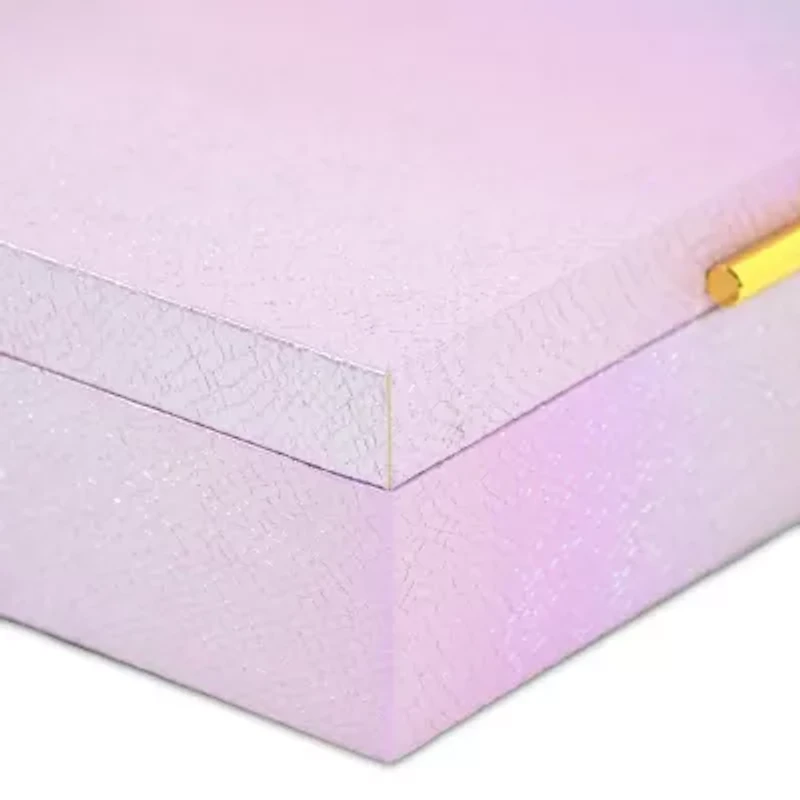 Cheungs Pink Seascale Pattern Iridescent Box Set With Gold Hardware Jewelry Organizer