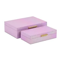 Cheungs Pink Seascale Pattern Iridescent Box Set With Gold Hardware Jewelry Organizer