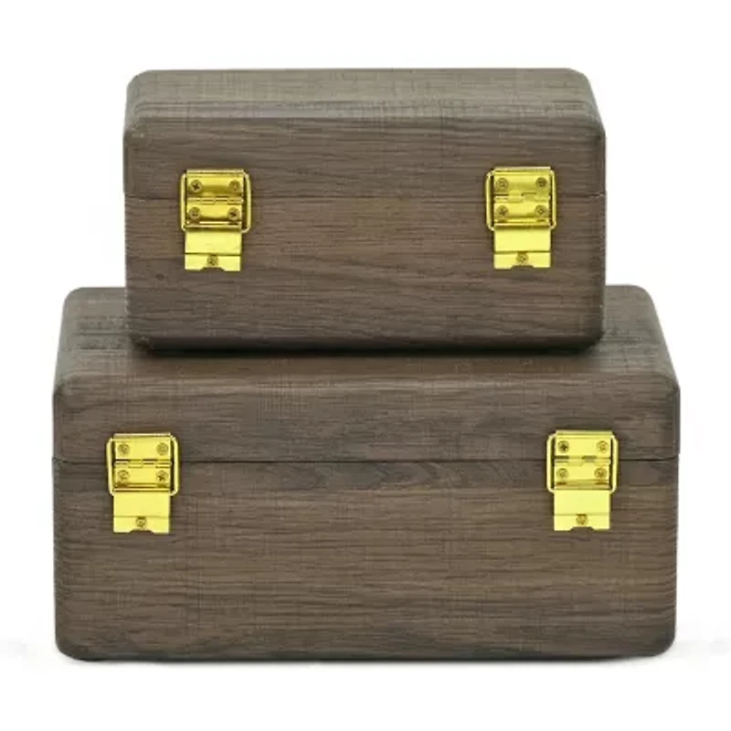 Cheungs Boxes With Gold Handles Espresso Jewelry Organizer