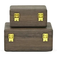Cheungs Boxes With Gold Handles Espresso Jewelry Organizer