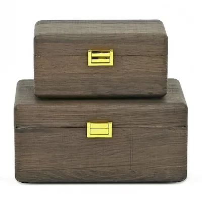 Cheungs Boxes With Gold Handles Espresso Jewelry Organizer