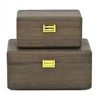Cheungs Boxes With Gold Handles Espresso Jewelry Organizer