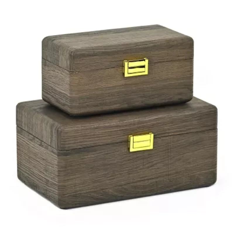 Cheungs Boxes With Gold Handles Espresso Jewelry Organizer