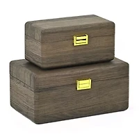 Cheungs Boxes With Gold Handles Espresso Jewelry Organizer