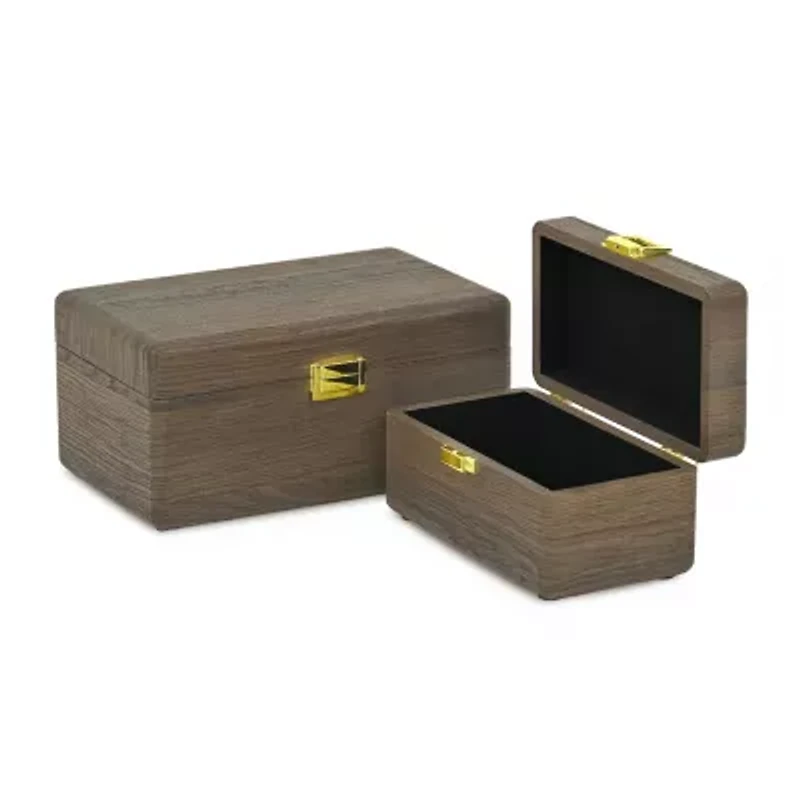 Cheungs Boxes With Gold Handles Espresso Jewelry Organizer