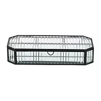 Cheungs Fluted Glass Mirrored Box With Four Compartments Jewelry Organizer