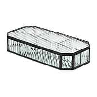 Cheungs Fluted Glass Mirrored Box With Four Compartments Jewelry Organizer