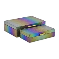 Cheungs Rainbow Seascale Pattern Box Set With Gold Hardware Jewelry Organizer