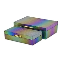 Cheungs Rainbow Seascale Pattern Box Set With Gold Hardware Jewelry Organizer