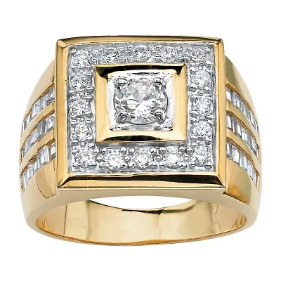 Mens 2 1/5 CT. T.W. Cubic Zirconia 14K Gold Over Brass Round Fashion Ring