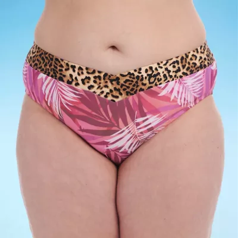 Decree Womens Leaf Plus Hipster Bikini Swimsuit Bottom