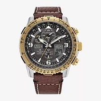 Citizen Promaster Mens Atomic Time Brown Leather Strap Watch Jy8084-09h