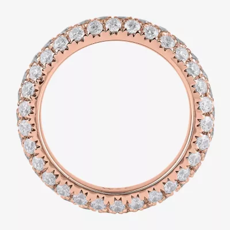 (F / Si2) Womens 4MM 1 CT. T.W. Lab Grown White Diamond 14K Rose Gold Eternity Band